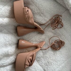 Elegant Tan Women's Platform Heels